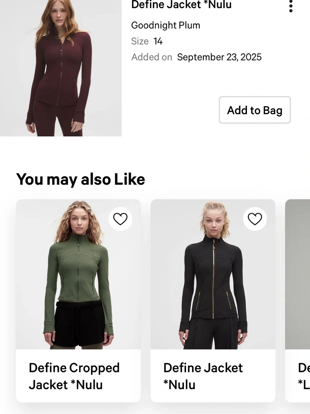 Lululemon Define Jacket in Goodnight Plum Size 14